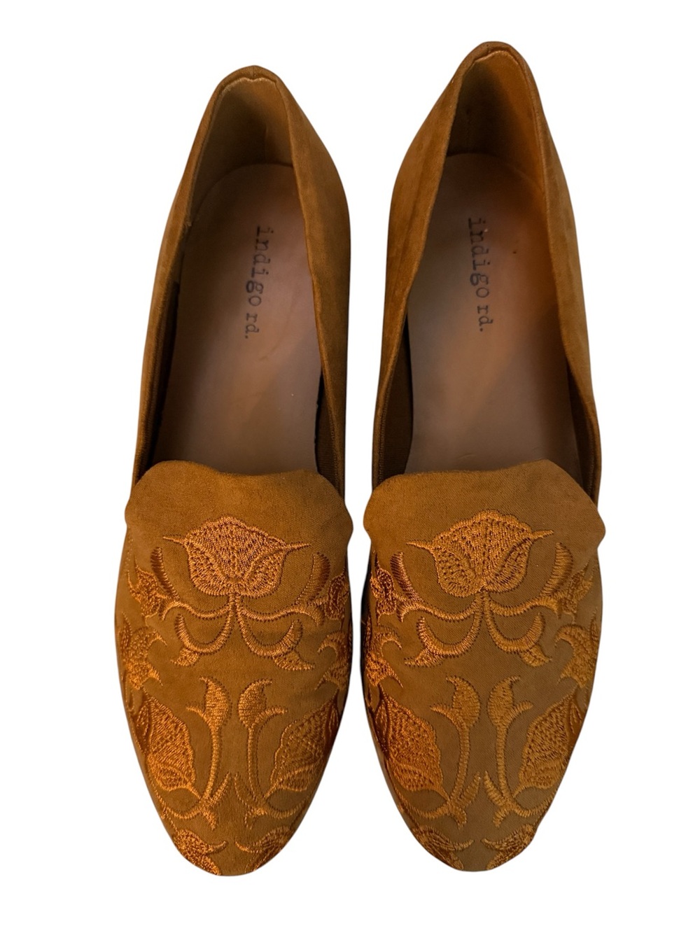 Indigo rd Embroidered Loafers tan Brown flannel business casual like new neutral